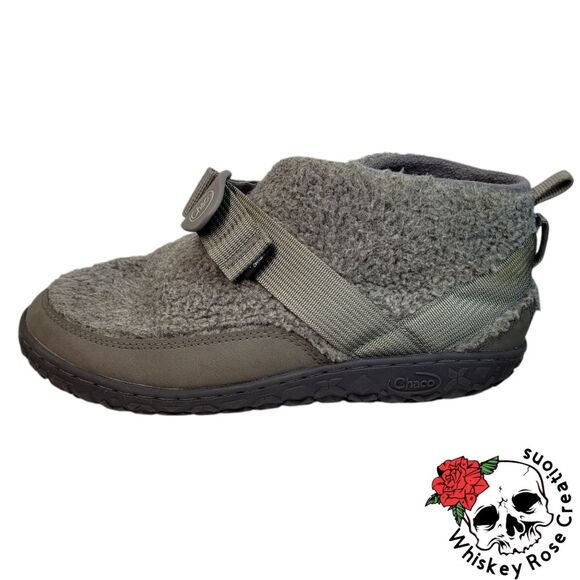CHACO Women Ramble Fluff Gray Fleece Ankle Boot Slipper Water Resist Shoe Sz 10 - Picture 1 of 9